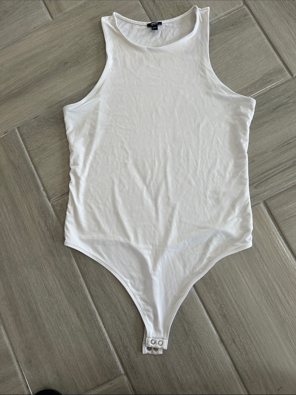 Express White Sleeveless Scoop Neck Bodysuit